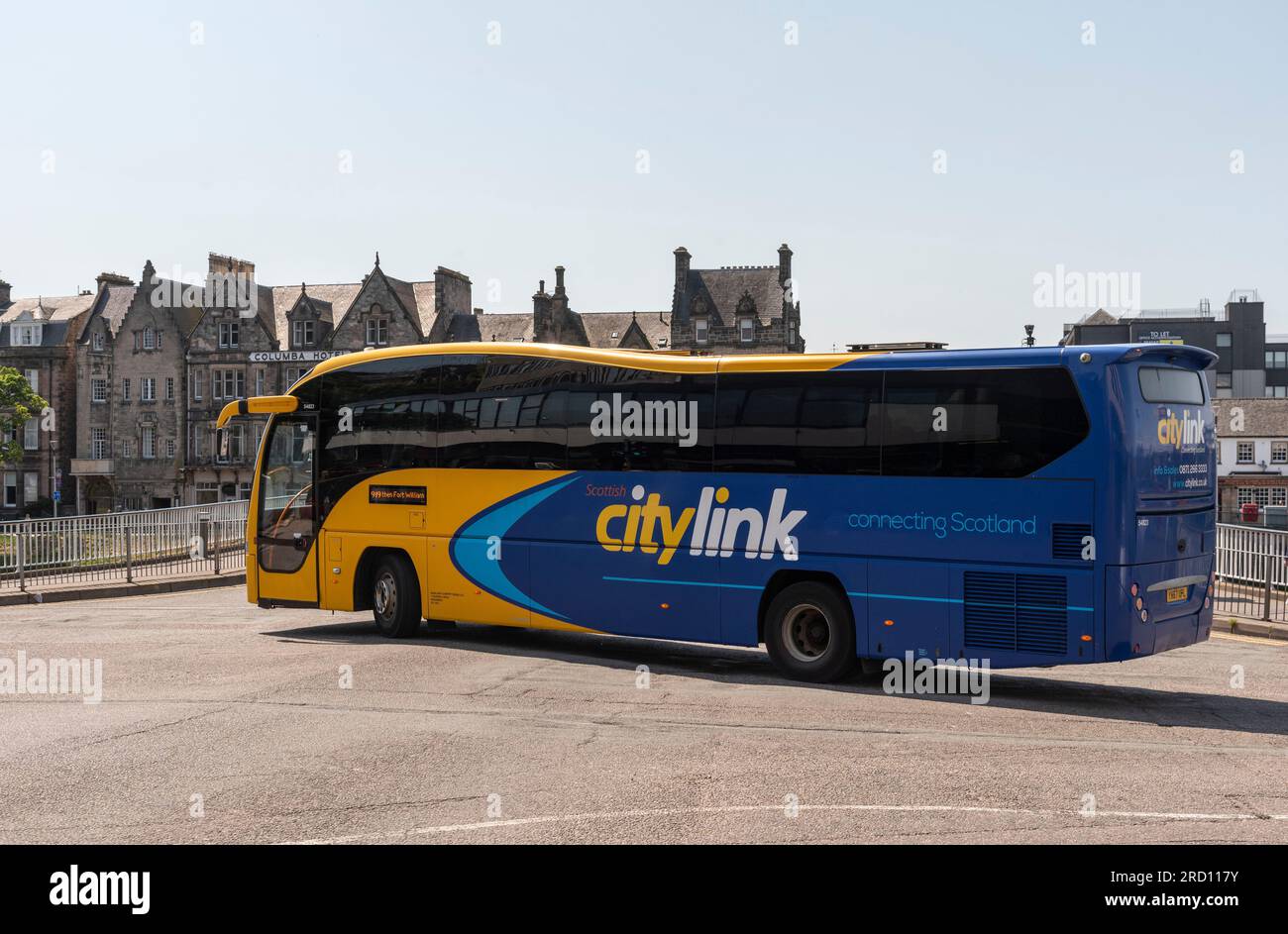 Inverness, Écosse, Royaume-Uni. 3 juin 2023. Un bus ciitylink aux couleurs orange et bleu se dirigeant d'Inverness à fort William, en Écosse. Banque D'Images