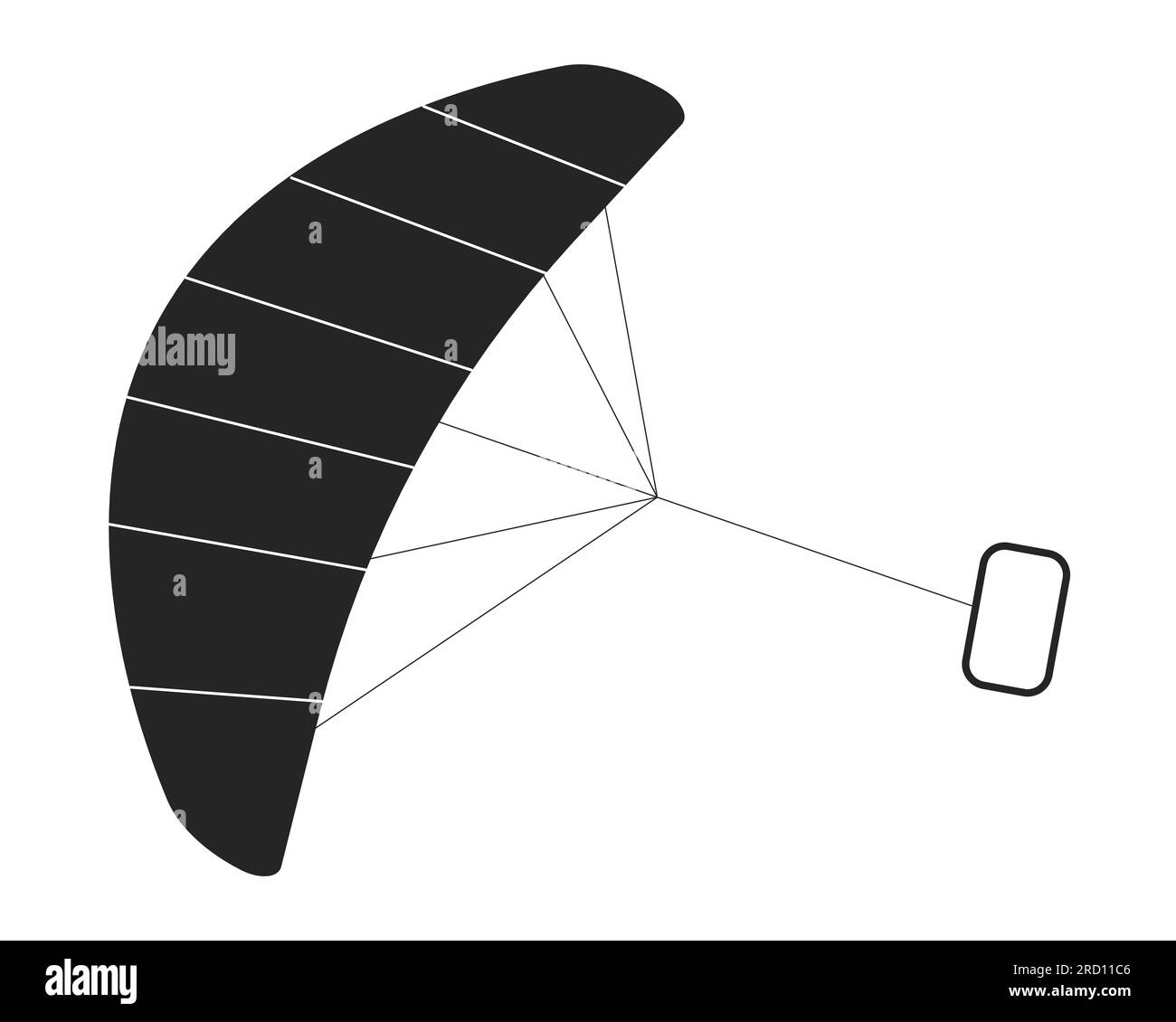Kite de matériel de kitesurf objet vectoriel isolé monochrome plat Illustration de Vecteur