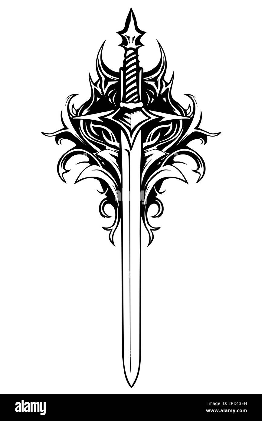 Tatouage d'épée de chevalier Image Vectorielle Stock - Alamy