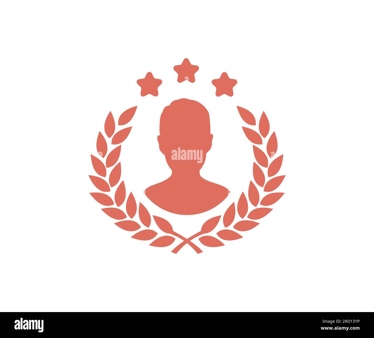 Silhouette en bronze Laurier circulaire folié avec un avatar masculin, des couronnes de blé et de chêne représentant un design de logo de récompense, de réalisation, d'héraldique. Illustration de Vecteur
