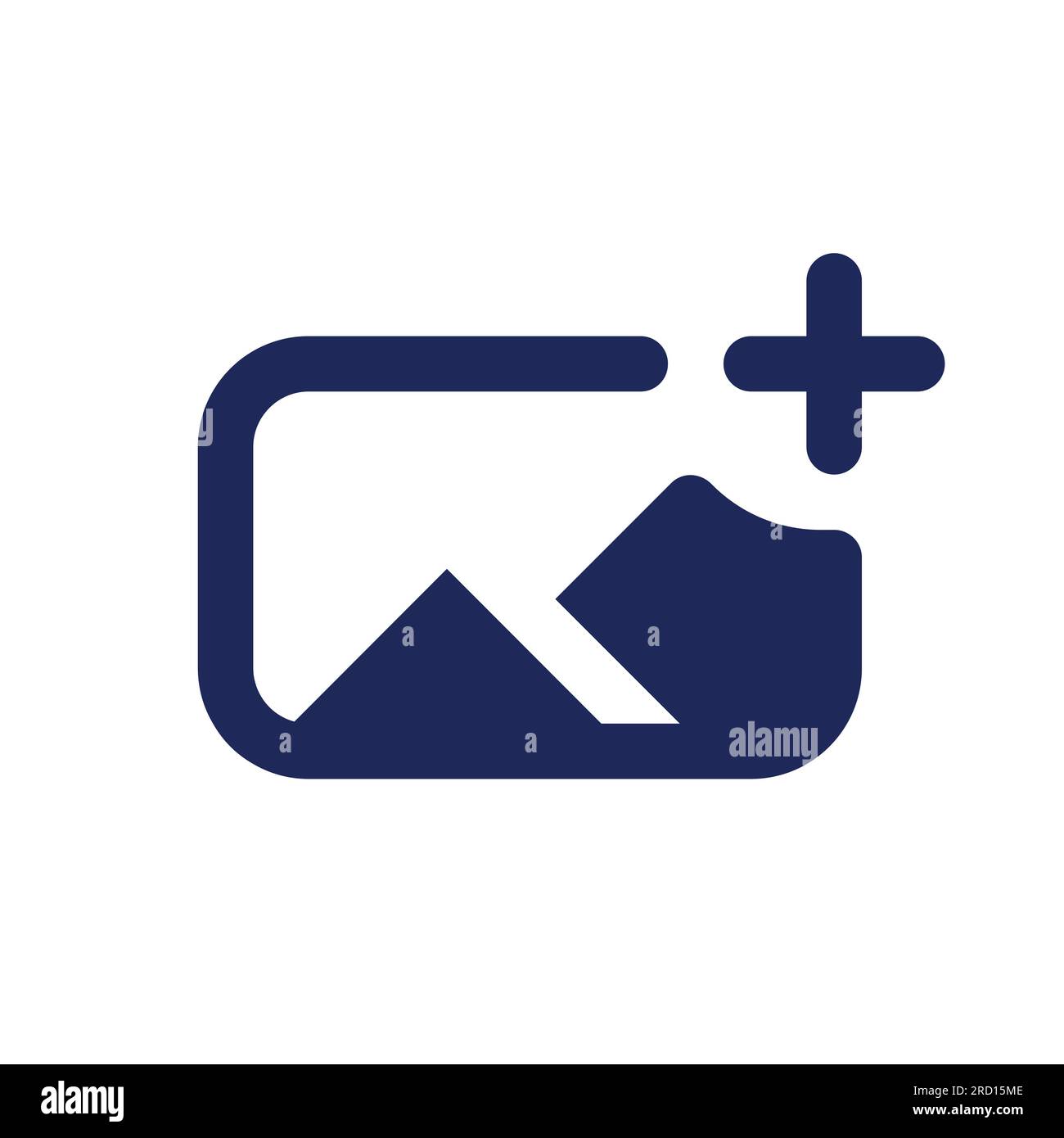 Ajouter image noir pixel Perfect Solid icône de l'interface utilisateur Illustration de Vecteur