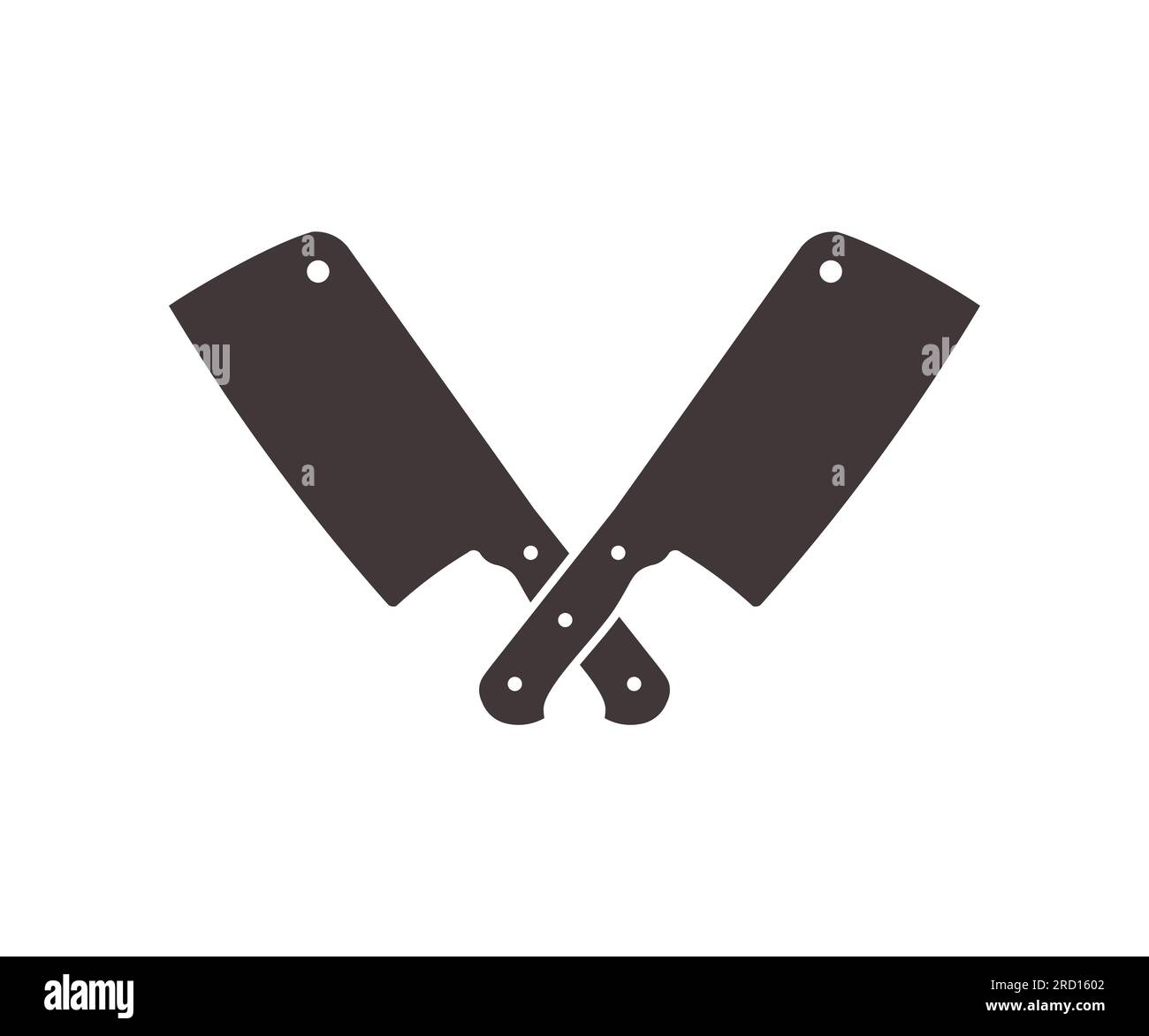 Logo de couteaux croisés de boucher. Modèle de logo pour les affaires de viande - magasin, marché, restaurant ou design, bannière, conception de vecteur d'autocollant. Illustration de Vecteur
