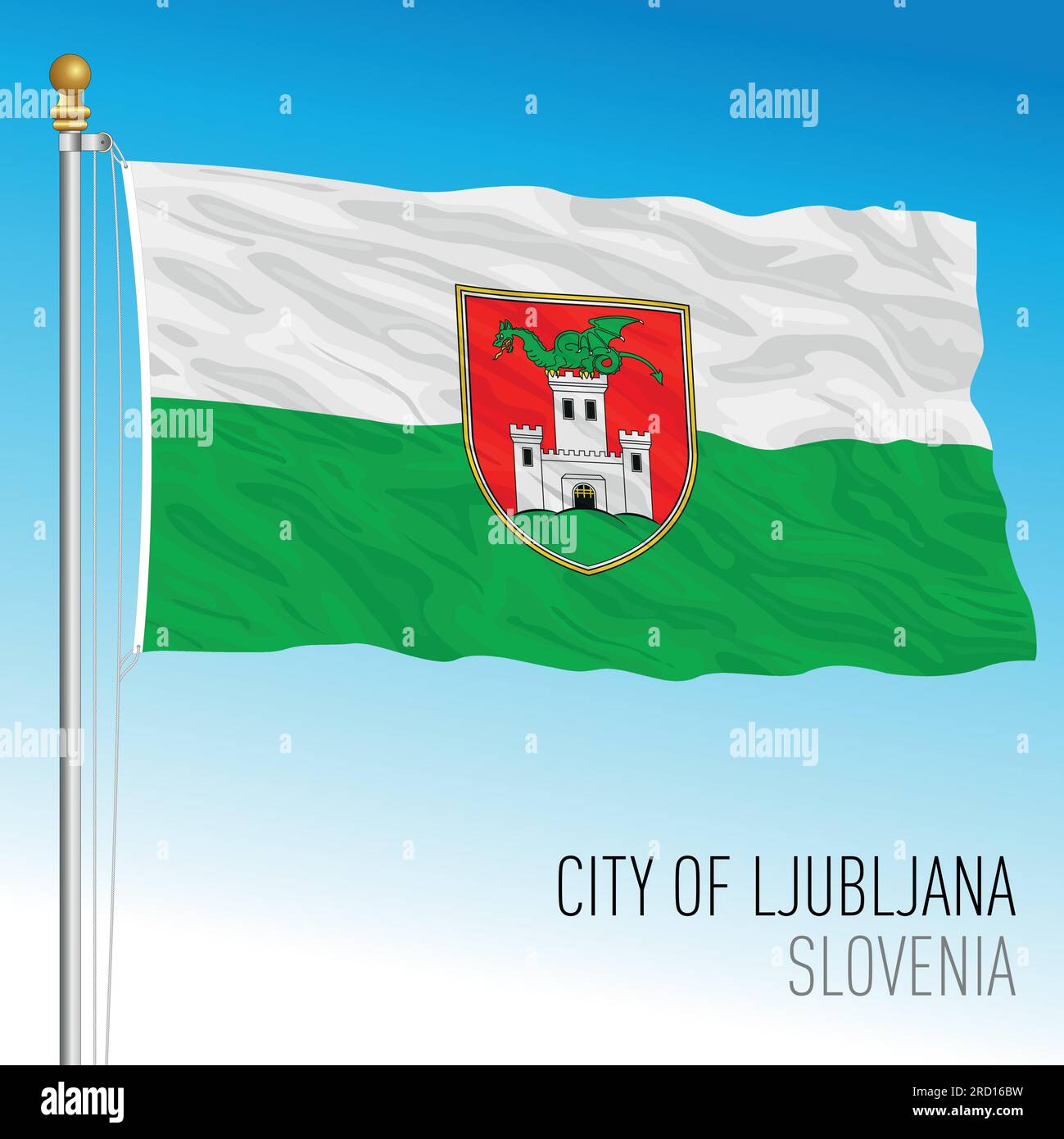 Drapeau de fanion de ville de Ljubljana, Slovénie, Europe, illustration vectorielle Illustration de Vecteur