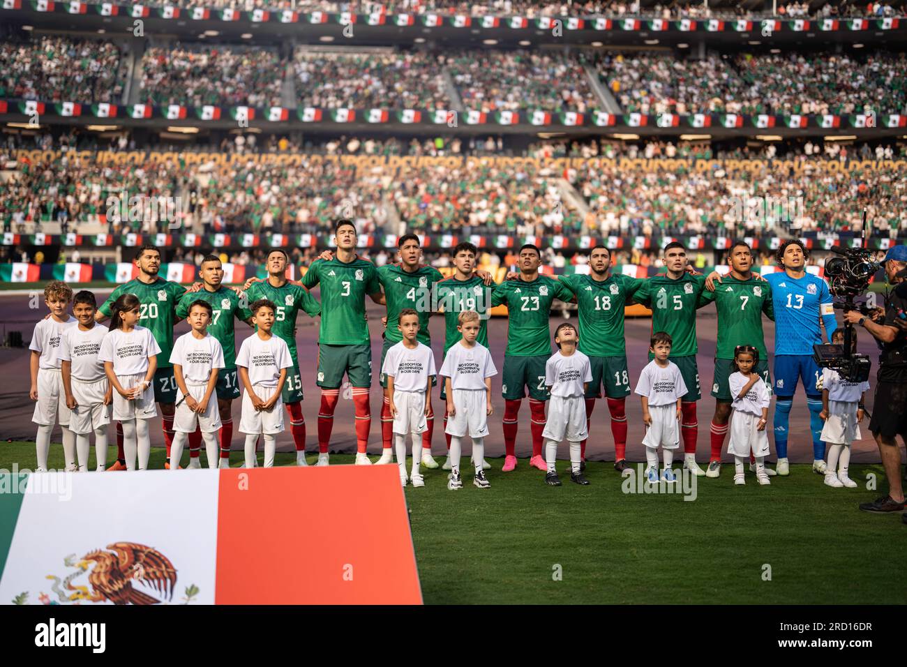 Mexique lors de l'hymne national de la finale de la coupe d'or de la CONCACAF 2023 contre le Panama, dimanche 16 juillet 2023, au stade SOFI, À Inglewood, CA. Mexique Banque D'Images