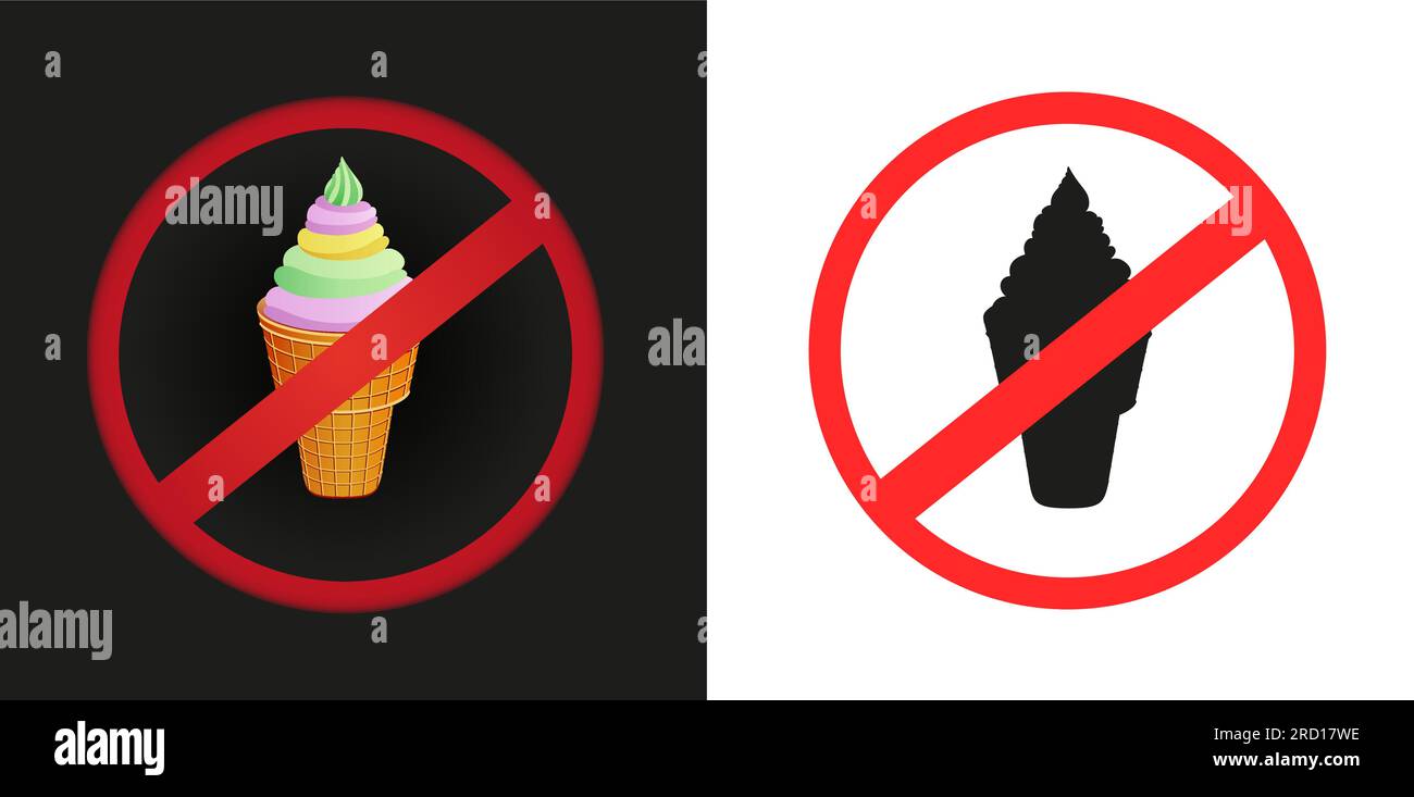 affiche autocollante d'interdiction de crème glacée de restauration rapide Illustration de Vecteur