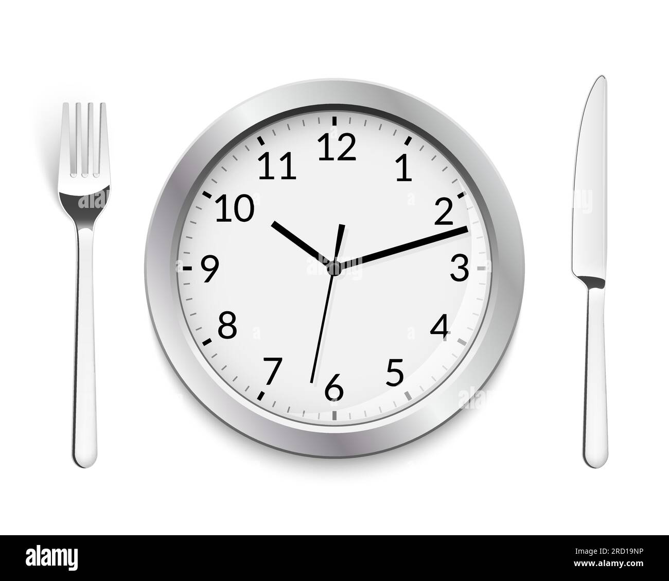 Time clock repas repas repas repas restaurant icône vectorielle. Illustration du symbole de faim de l'heure de pause-repas du déjeuner. Illustration de Vecteur