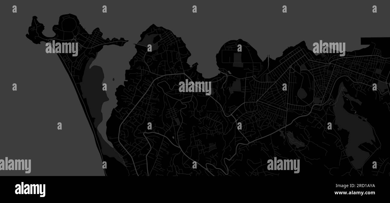 Carte de Freetown ville, Sierra Leone. Affiche urbaine en noir et blanc. Image de la carte routière avec vue de la zone urbaine. Illustration de Vecteur