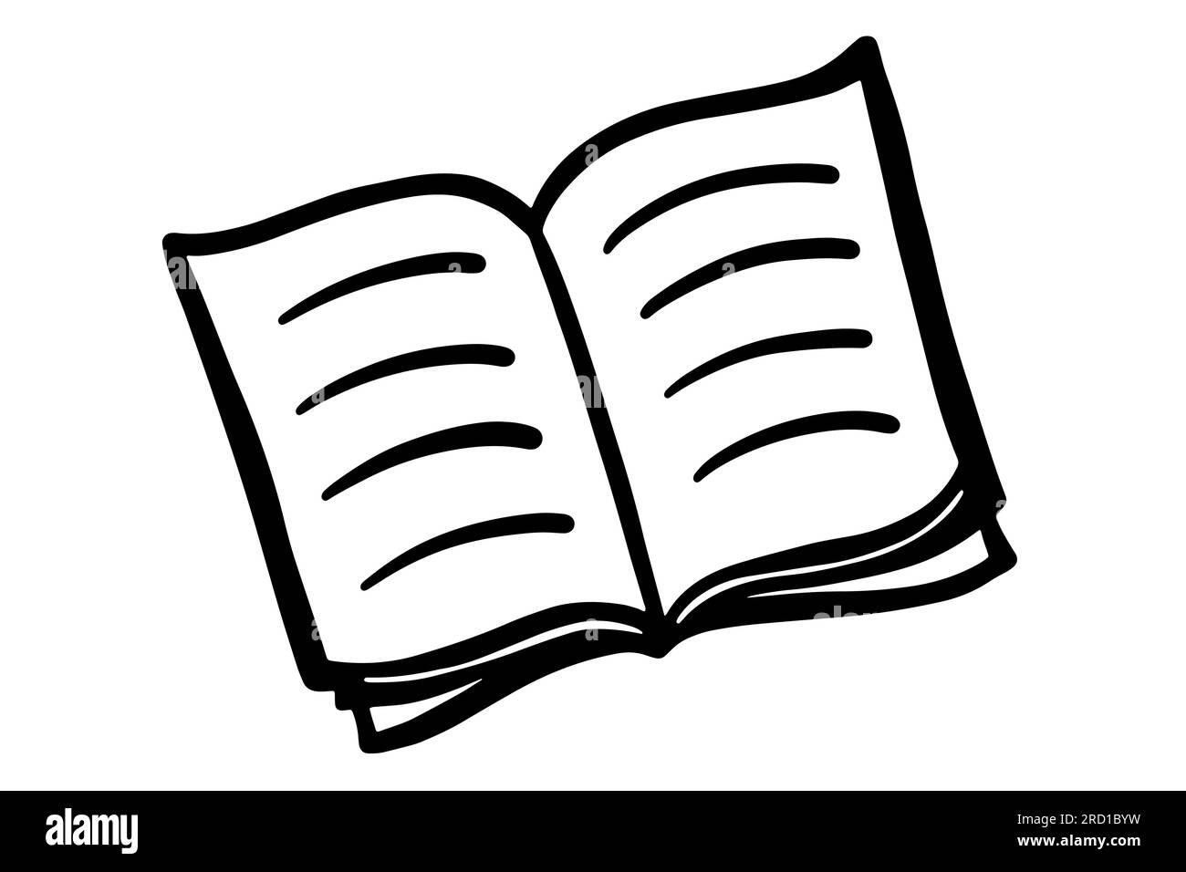 Ouvrez le style de griffonnage de l'icône du livre. Création de logo de librairie Illustration de Vecteur