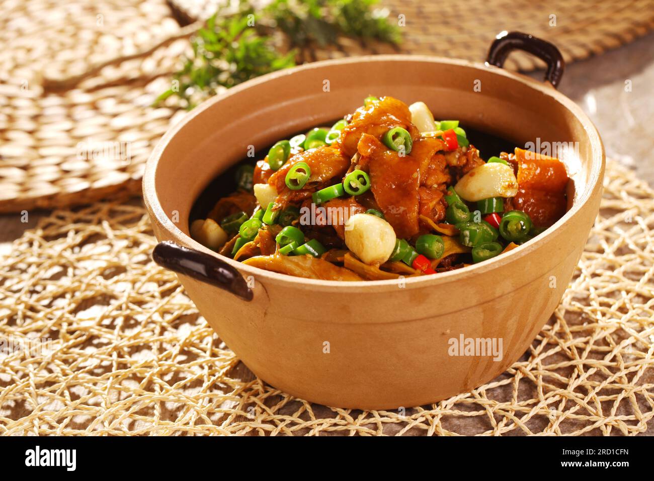 Poulet braisé en sauce brune en casserole Banque D'Images