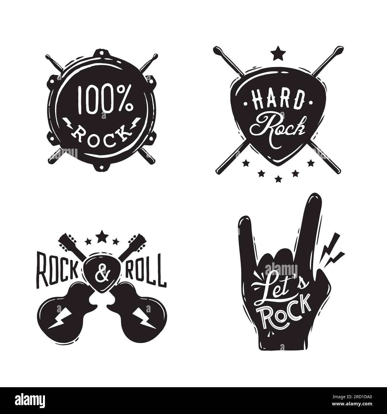 Étiquettes De Vecteur De Musique Rock And Roll D'or, Insignes, Jeu De L'emblème | Vecteur Premium