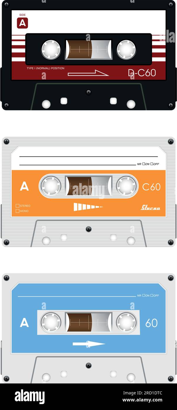 Cassette à Bande Stéréo Dessin Animé Vintage Des Années 80 Bandes Musique  Cassette Audio Des Années 90 Lecteur Analogique Bande Illustration  Vectorielle Plane Sur Fond Blanc
