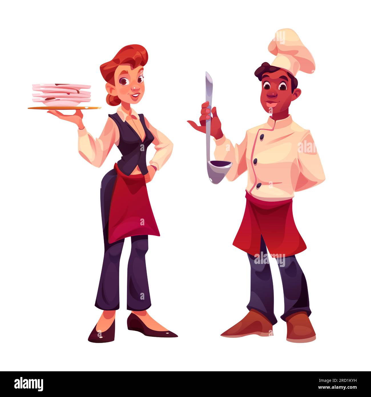 Waitres Animation Dessin Animé De Serveuse De Restaurant