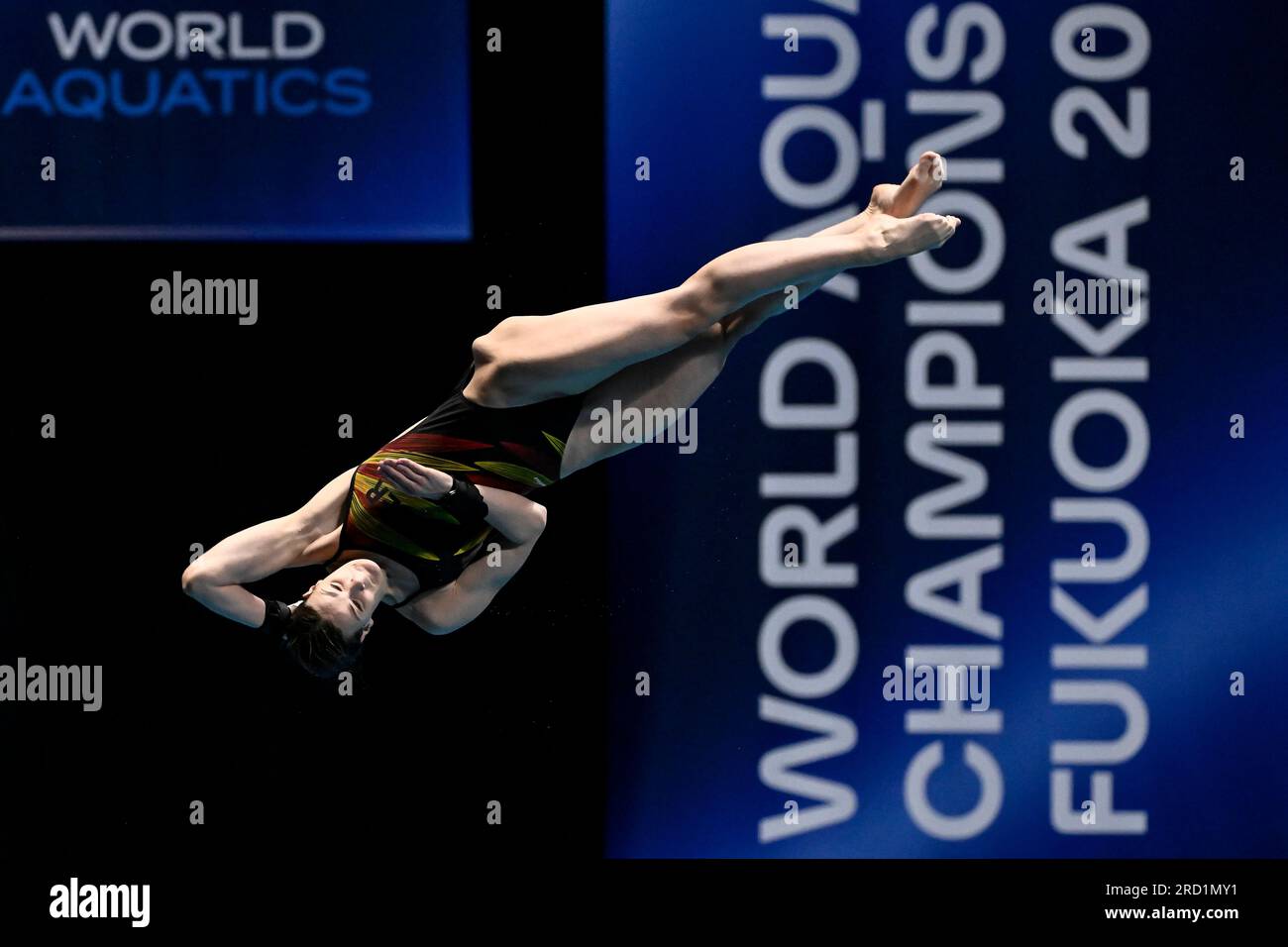 Fukuoka, Japon. 18 juillet 2023. Elena Wassen d'Allemagne concourt au 10m Platworm Women préliminaire lors des 20e Championnats du monde de natation à la piscine préfectorale de Fukuoka à Fukuoka (Japon), le 18 juillet 2023. Crédit : Insidefoto di andrea staccioli/Alamy Live News Banque D'Images