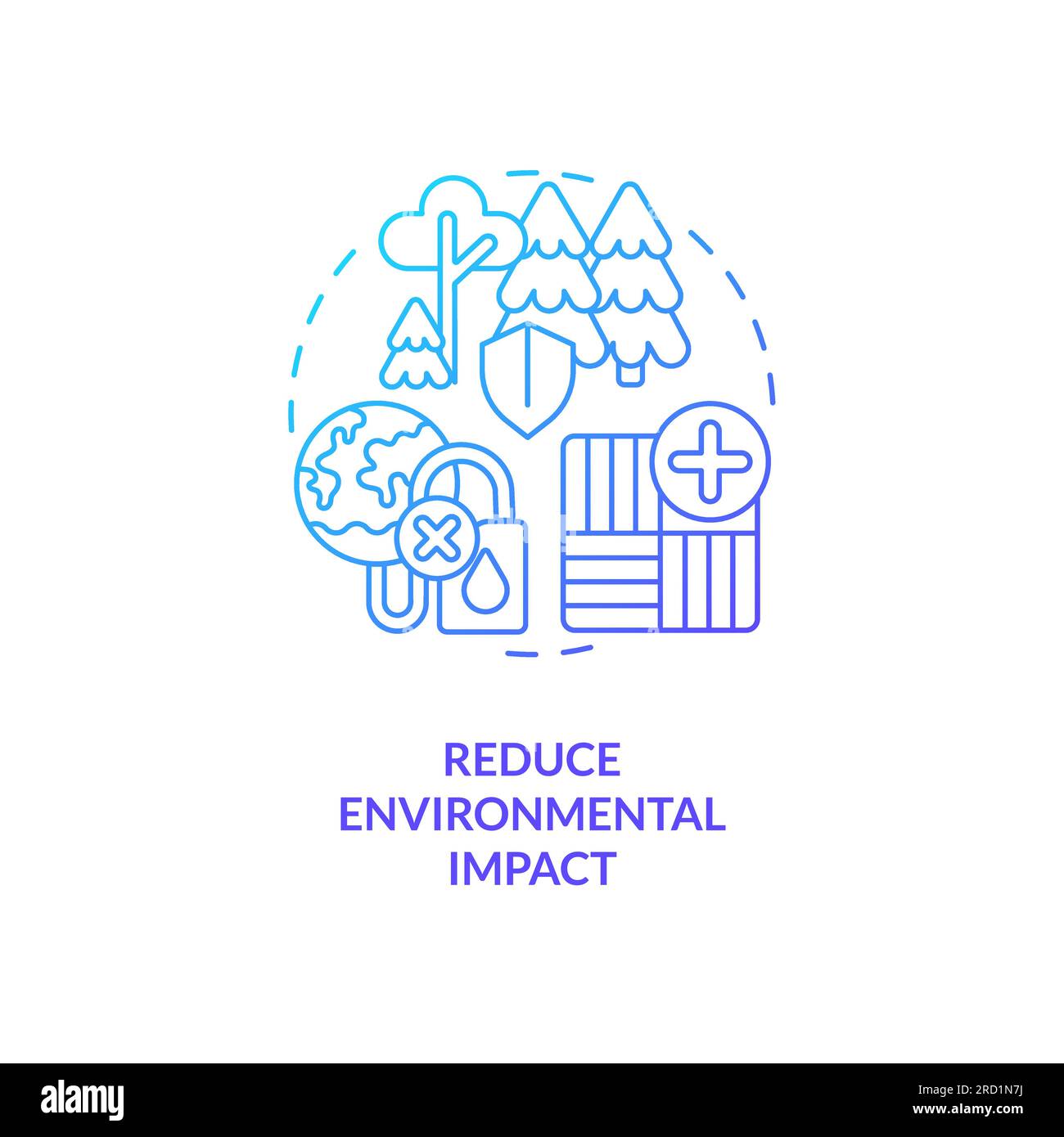 Concept d'icône de réduction de l'impact environnemental de la ligne fine Illustration de Vecteur