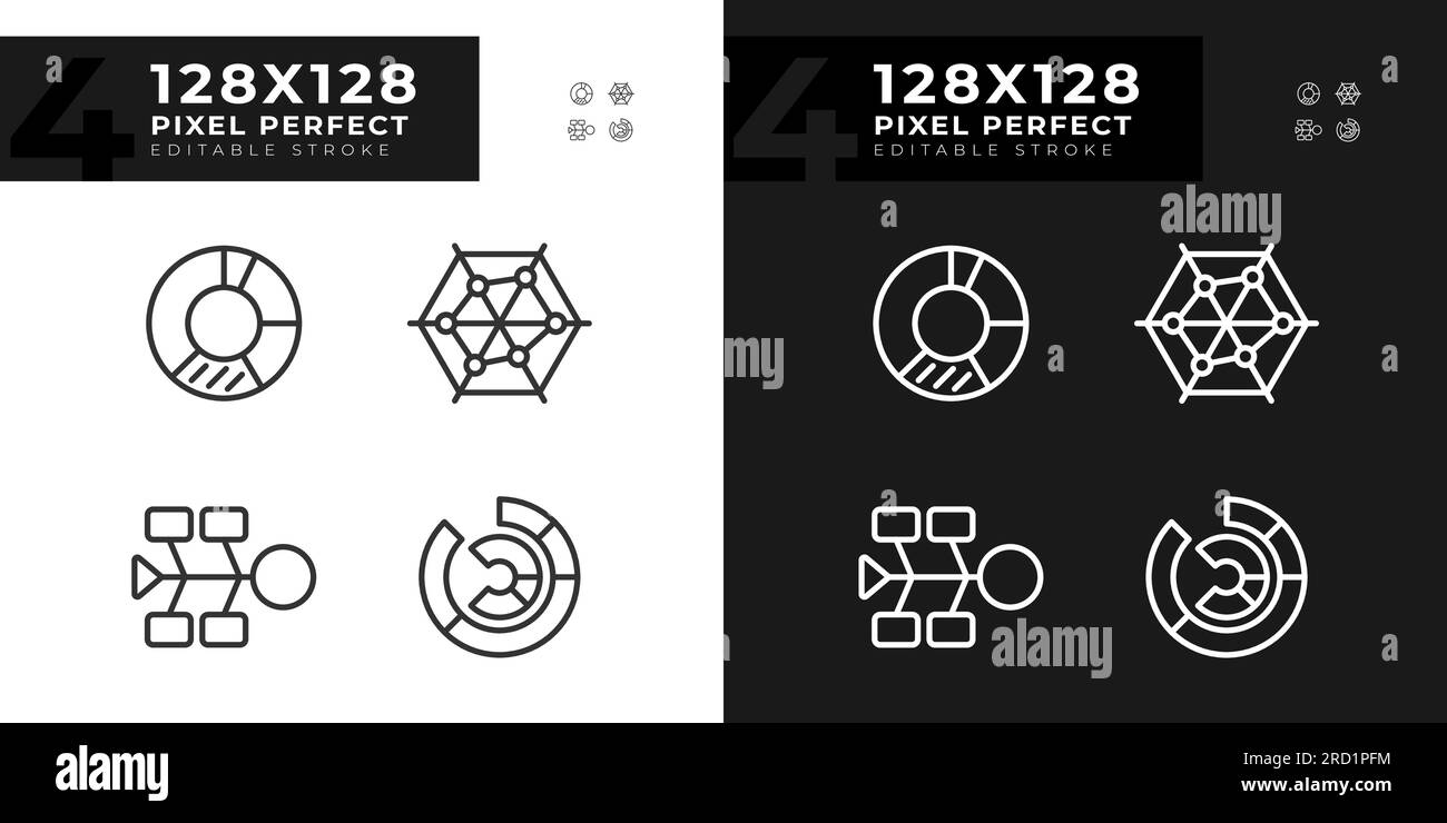 Icônes linéaires d'analyse concurrente définies pour le mode sombre et clair Illustration de Vecteur