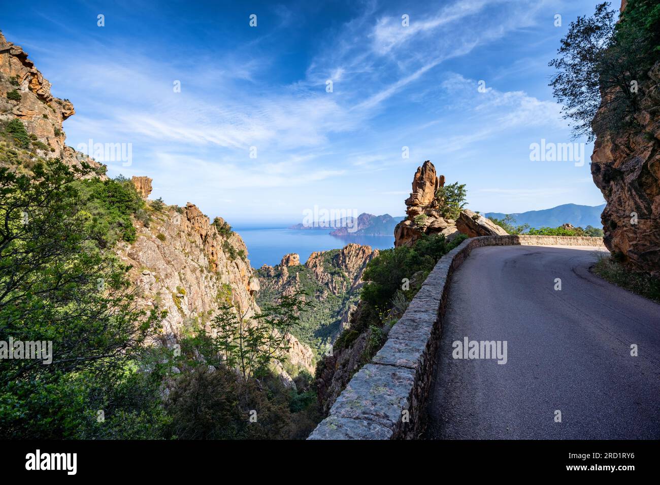 Vues côtières près de la ville de Porto à l'île de Corse, côte ouest, France Banque D'Images