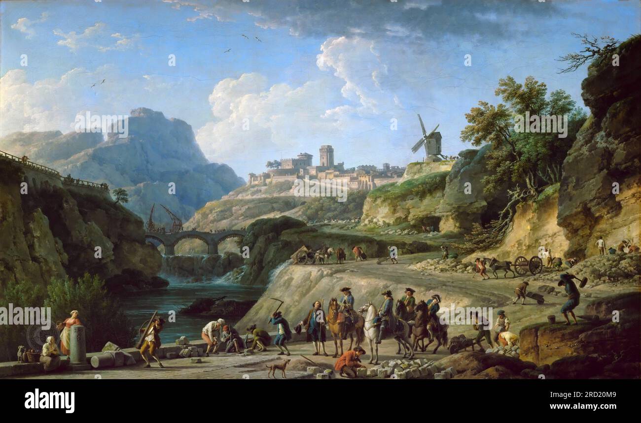 Claude-Joseph Vernet -- Construction d'un Grand chemin 1774, 97х162 Banque D'Images