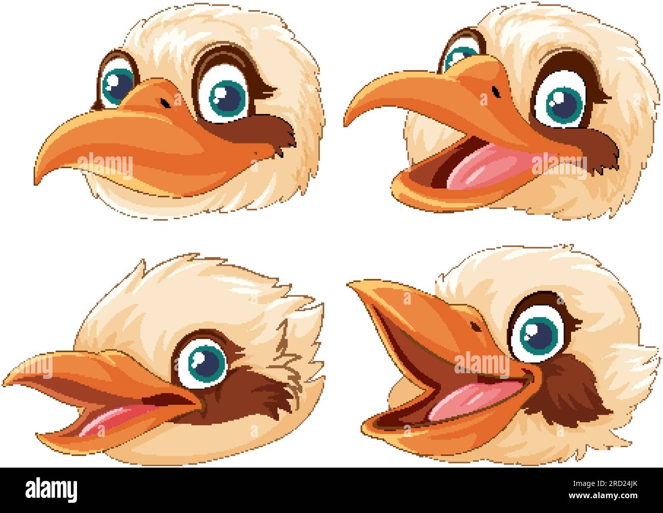 Ensemble d'oiseaux indigènes d'Australie Kookaburra avec différentes émotions représentées dans un style d'illustration de dessin animé vectoriel. illustration Illustration de Vecteur