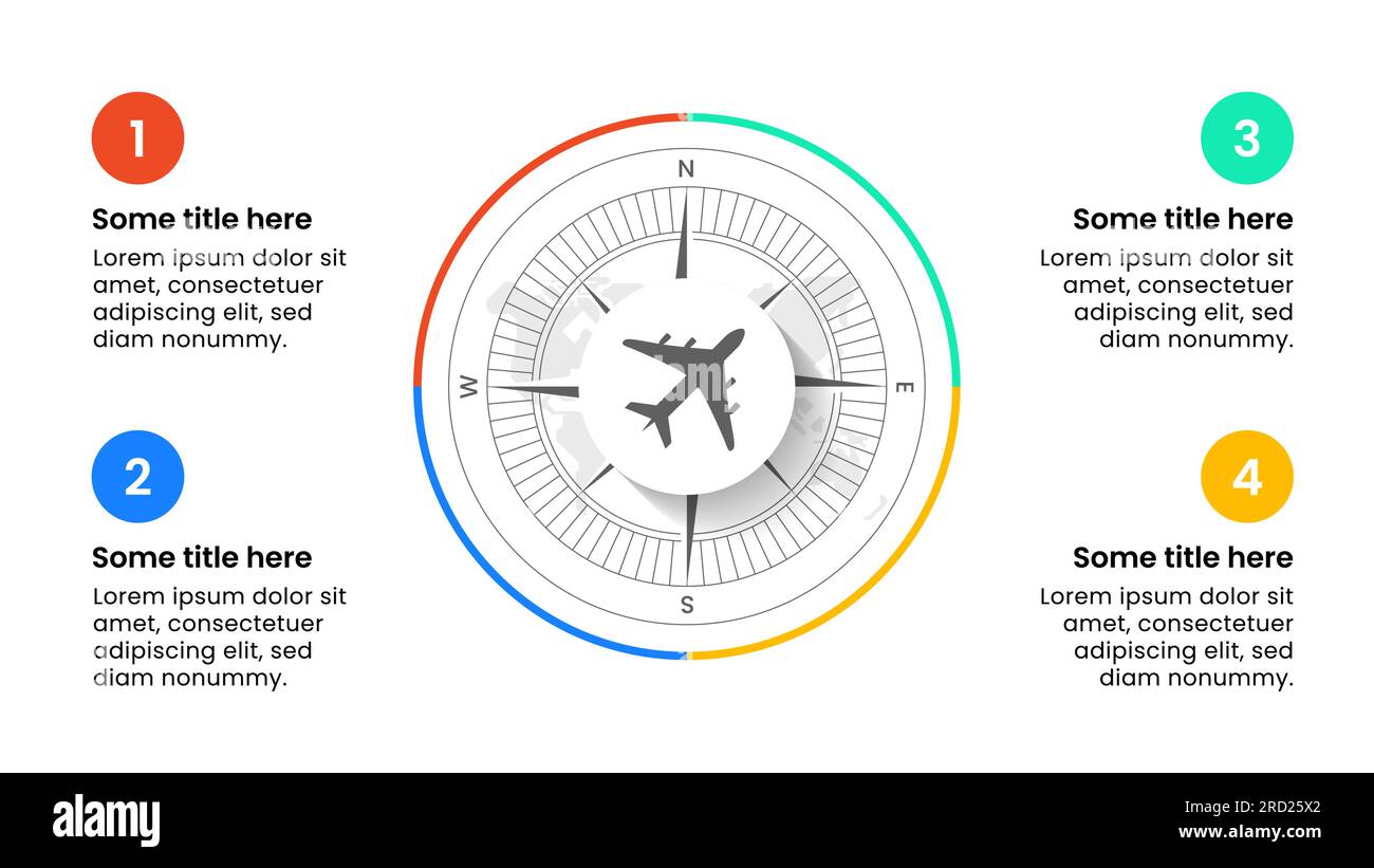 Modèle infographique avec icônes et 4 options ou étapes. Concept de voyage. Peut être utilisé pour la mise en page de flux de travail, diagramme, bannière, webdesign. Illustration vectorielle Illustration de Vecteur
