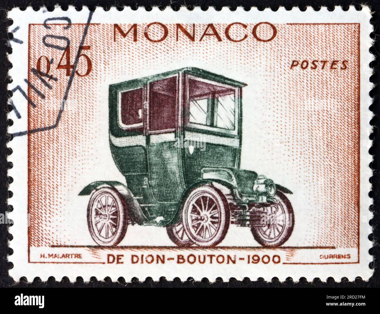 MONACO - CIRCA 1961 un timbre imprimé à Monaco montre de Dion bouton 1900, automobile classique française, circa 1961 Banque D'Images