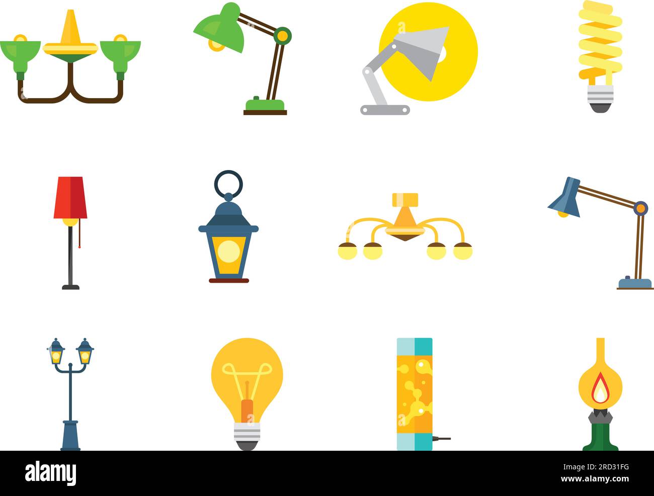Ensemble d'icônes de lampe Illustration de Vecteur