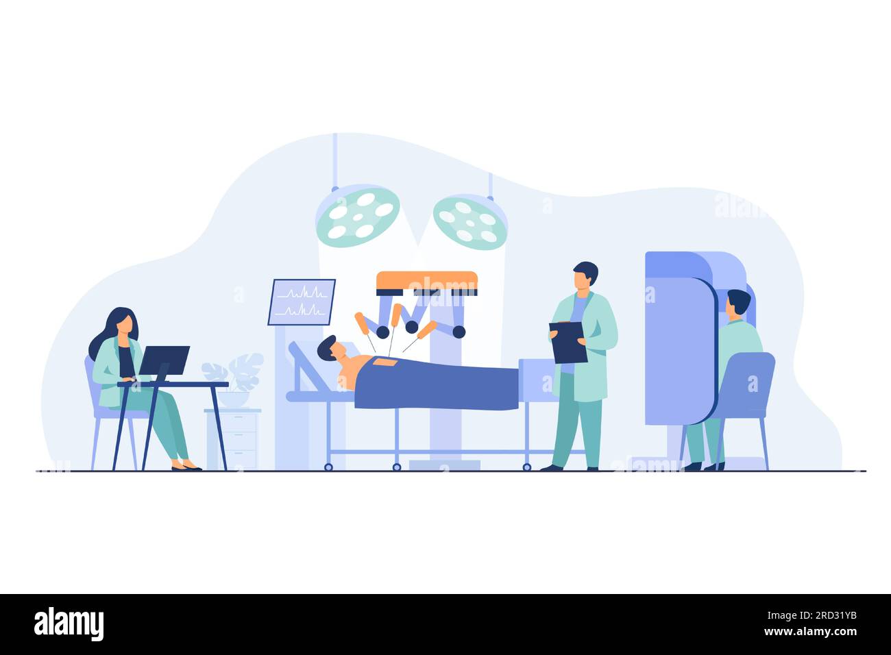 Robot fonctionnant sur le patient Illustration de Vecteur