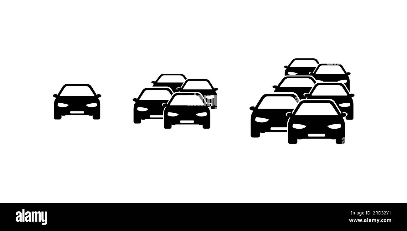 Voitures simples et propres Traffic Jam Vector icône Silhouette Illustration sur fond blanc Illustration de Vecteur