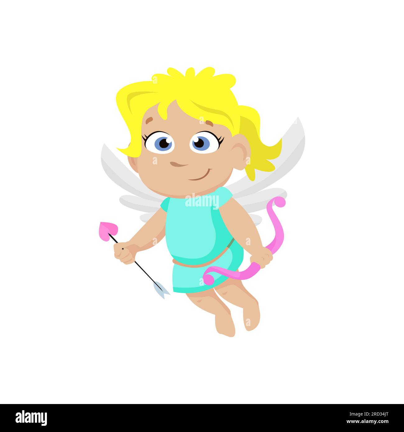 Mignon ange fille tenant l'arc et la flèche Illustration de Vecteur