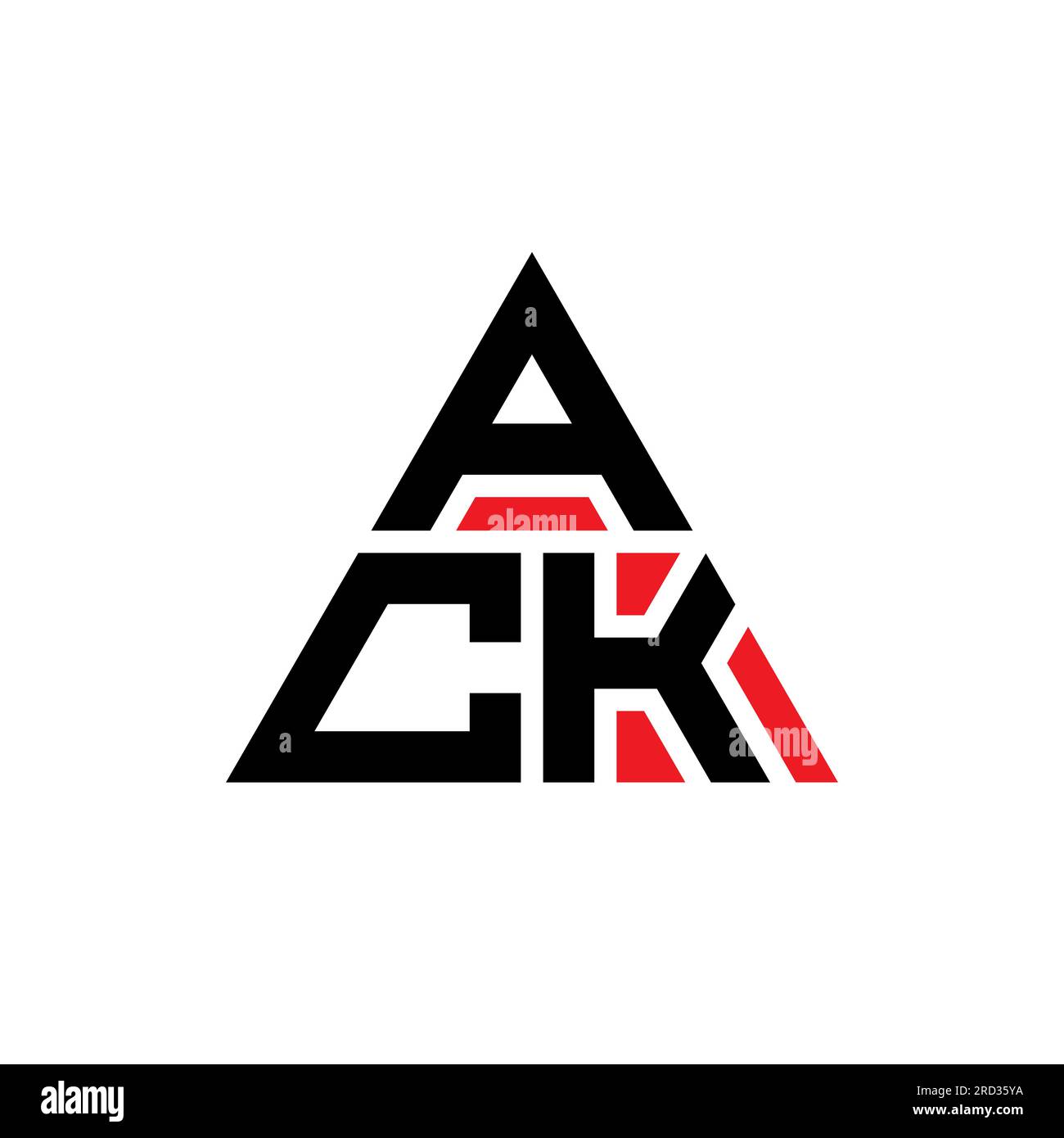 Logo lettre triangle ACK avec forme de triangle. Monogramme de logo triangle ACK. Modèle de logo vectoriel triangle ACK avec couleur rouge. ACK triangul Illustration de Vecteur