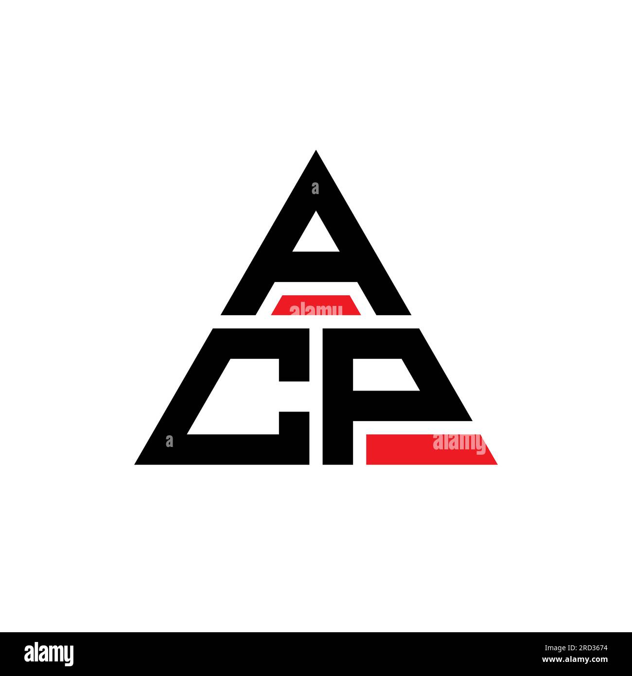 Logo de lettre triangle ACP avec forme de triangle. Monogramme de logo triangle ACP. Modèle de logo vecteur triangle ACP avec couleur rouge. ACP triangul Illustration de Vecteur