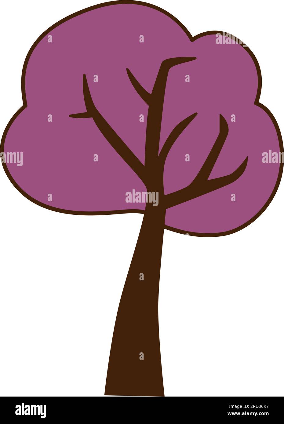 Icône d'arbre solitaire de vecteur. Icône d'arbre violet vectoriel. Illustration de Vecteur