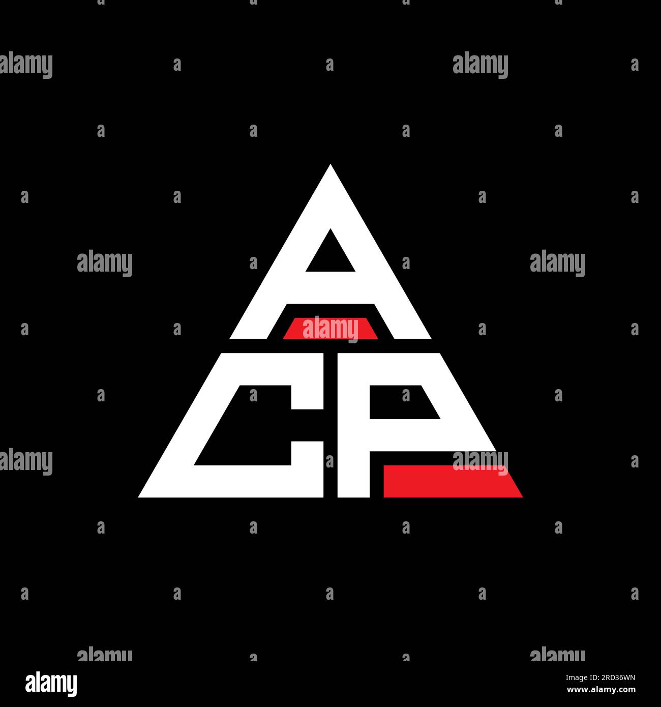 Logo de lettre triangle ACP avec forme de triangle. Monogramme de logo triangle ACP. Modèle de logo vecteur triangle ACP avec couleur rouge. ACP triangul Illustration de Vecteur