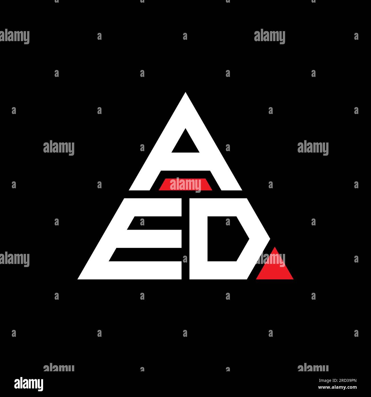 Logo en forme de triangle du DAE. Monogramme du logo triangulaire du DAE. Modèle de logo vecteur triangle AED avec couleur rouge. AED triangul Illustration de Vecteur