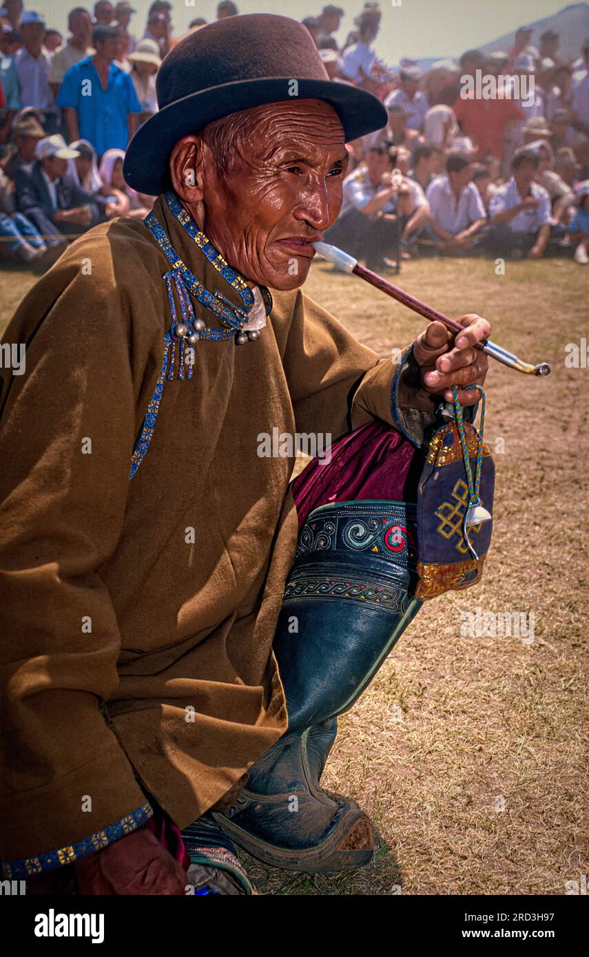 Asie Mongolie Naadam Festival ou Eriin gurvan naadam - homme nomade Banque D'Images