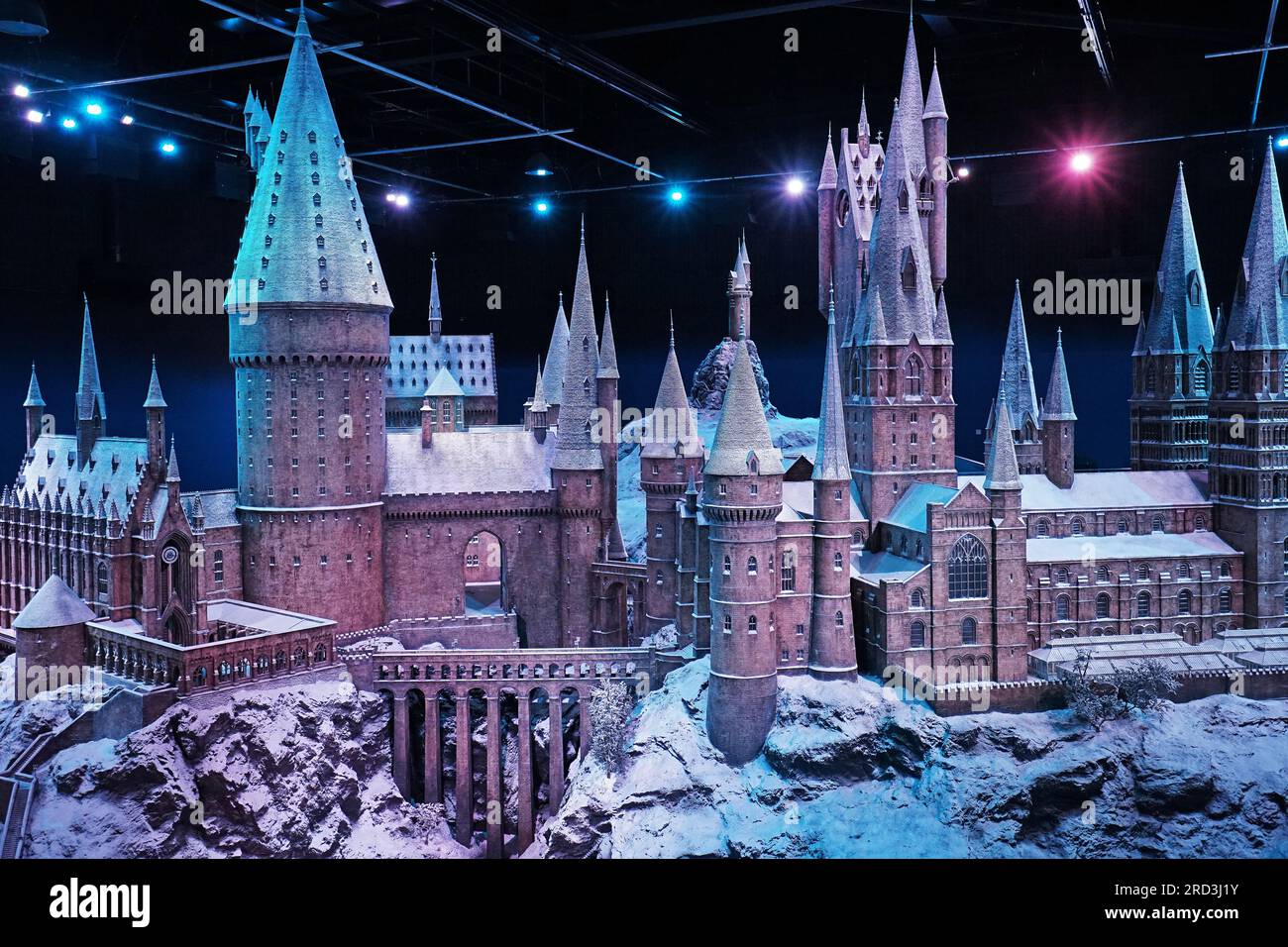 Design extérieur et décoration de l'exposition modèle du château de Poudlard au studio Warner Bros, la fabrication de Harry Potter tour- Royaume-Uni Banque D'Images