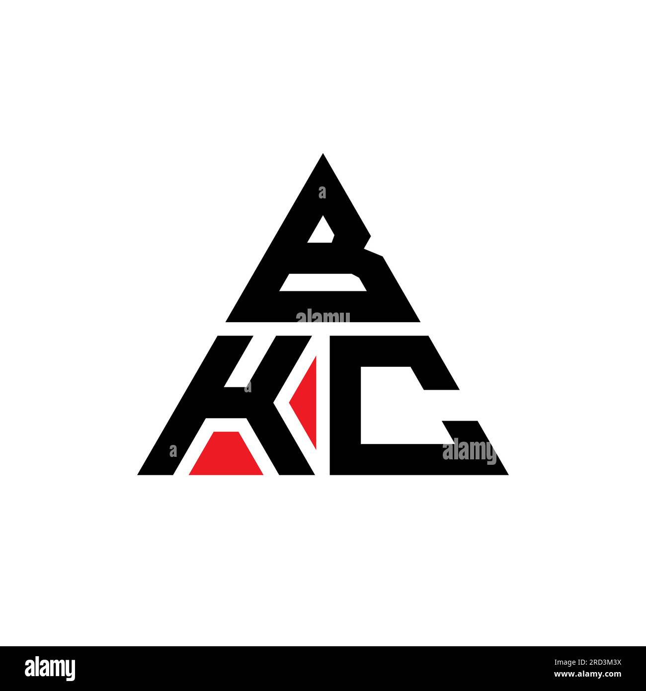 Logo BKC avec lettre triangulaire en forme de triangle. Monogramme de logo triangle BKC. Modèle de logo vectoriel triangle BKC avec couleur rouge. BKC triangul Illustration de Vecteur