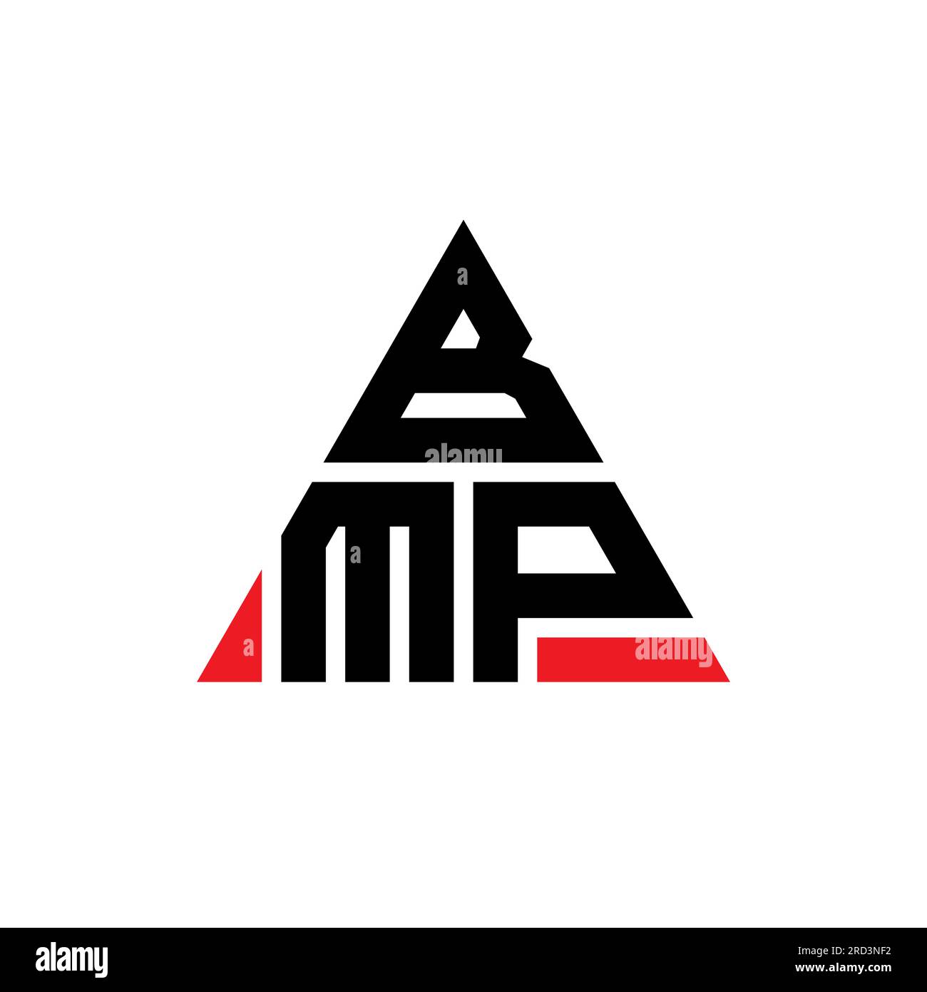 Logo de lettre triangle BMP avec forme de triangle. Monogramme de logo triangle BMP. Modèle de logo vectoriel triangle BMP avec couleur rouge. BMP triangul Illustration de Vecteur