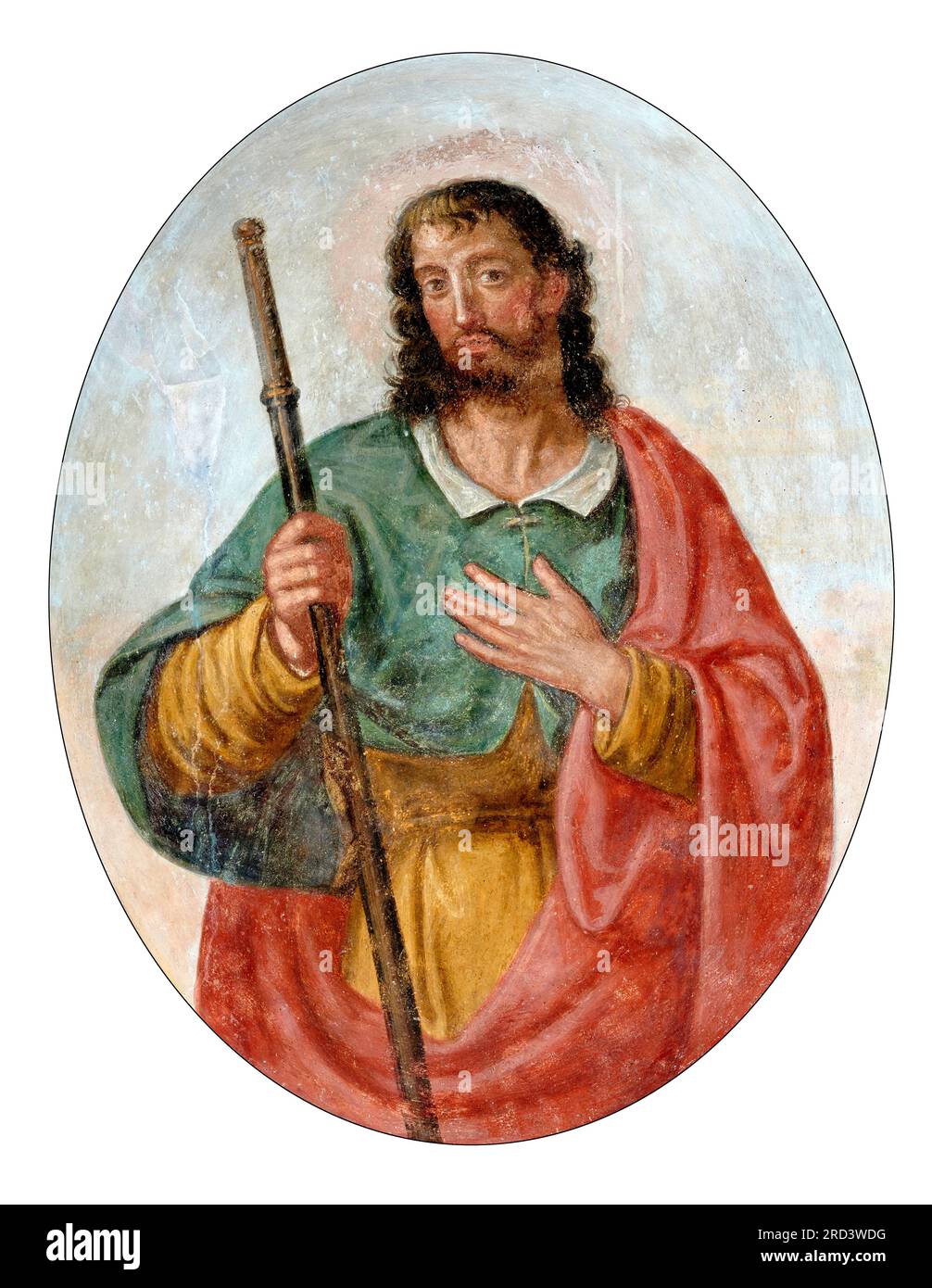 San Giacomo apostolo - affresco - pittore bergamasco del XVIII secolo - Gromo (BG) chiesa di S. Gregorio Magno Banque D'Images