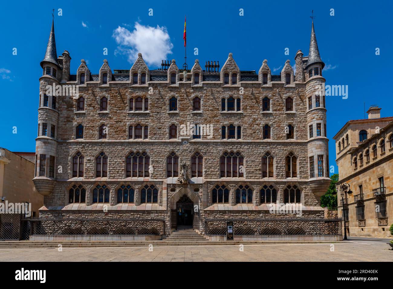 Museo Casa Botines Gaudí, Leon, Castilla, Espagne. Le Musée est parrainé par la Fundación Obra social de Castilla y León. Banque D'Images