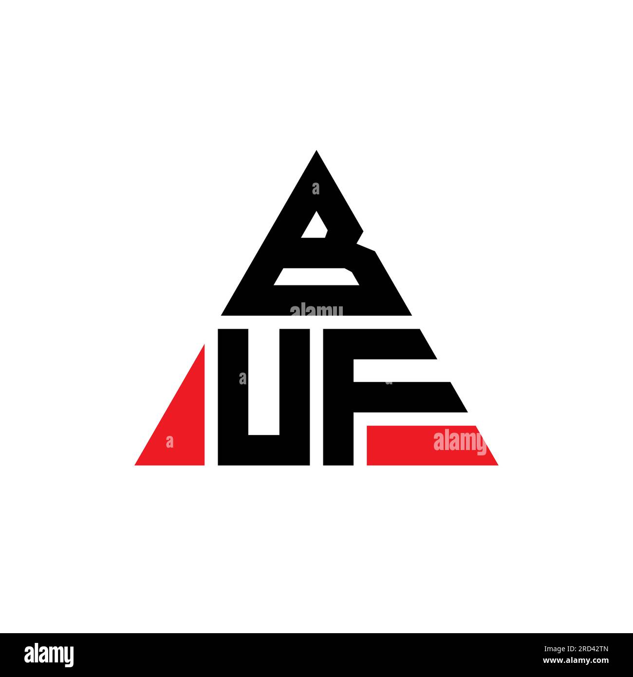 Conception de logo de lettre triangle BUF avec forme de triangle. Monogramme de conception de logo triangle BUF. Modèle de logo vecteur triangle BUF avec couleur rouge. BUF triangul Illustration de Vecteur
