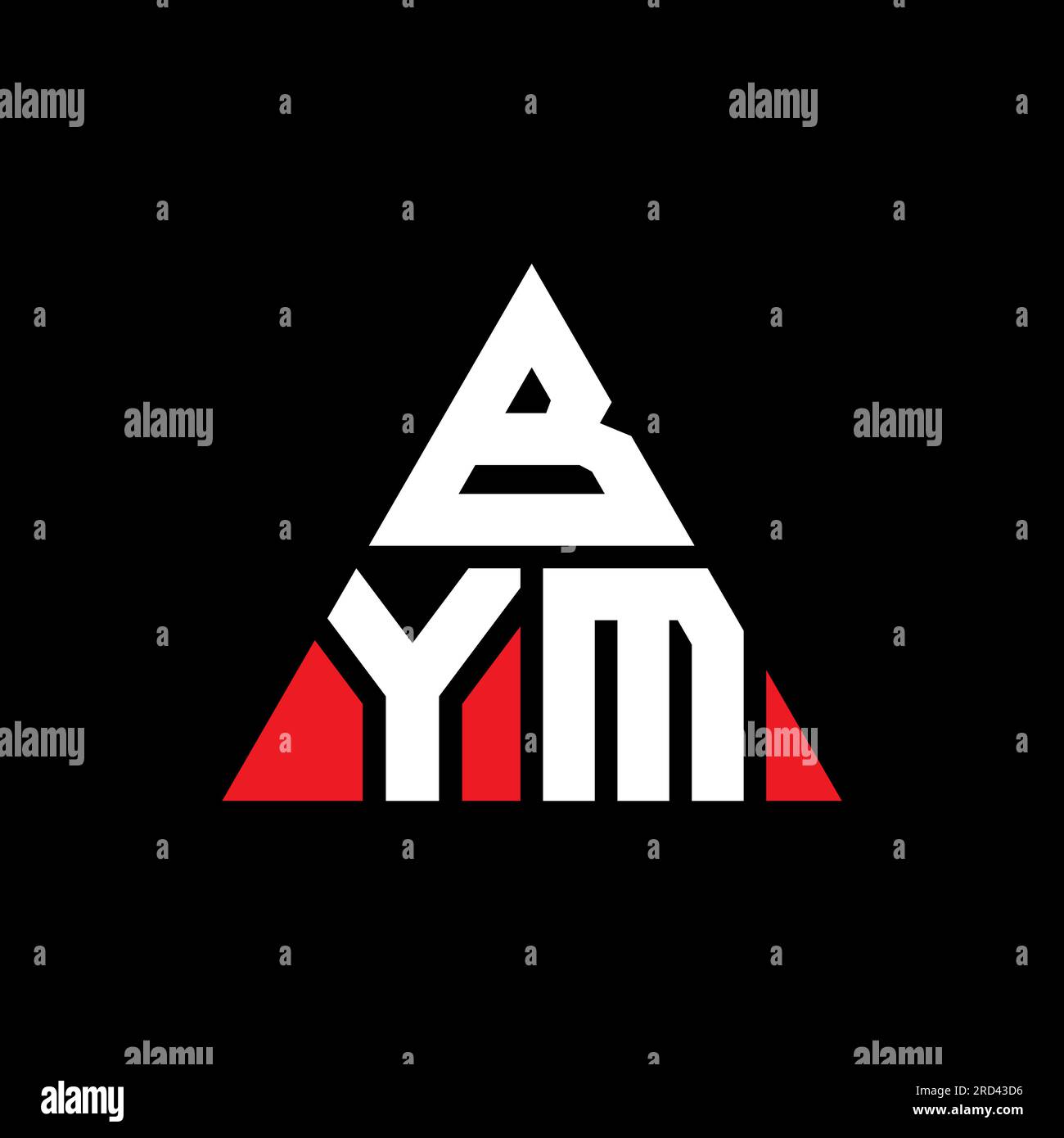 Logo de lettre triangle BYM avec forme de triangle. Monogramme de conception de logo triangle BYM. Modèle de logo vectoriel triangle BYM avec la couleur rouge. BYM triangul Illustration de Vecteur