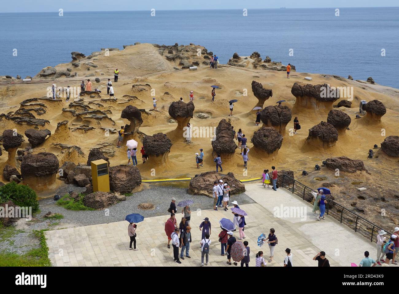Yehliu Gepark roches altérées par la mer, le temps et le mouvement de la terre pour créer un paysage géologique unique, Yehliu Cape près de Taipei, en Chine Banque D'Images