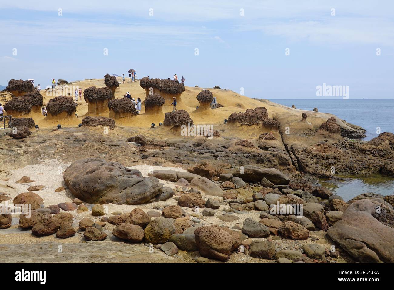 Yehliu Gepark roches altérées par la mer, le temps et le mouvement de la terre pour créer un paysage géologique unique, Yehliu Cape près de Taipei, en Chine Banque D'Images