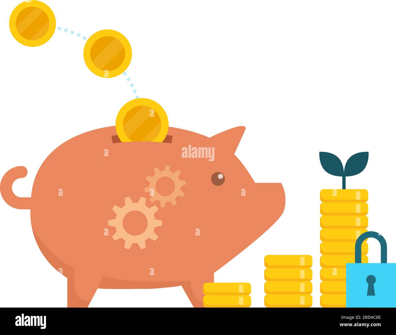 Tirelire et argent comptant : concept d'investissement et de planification financière réussi Illustration de Vecteur