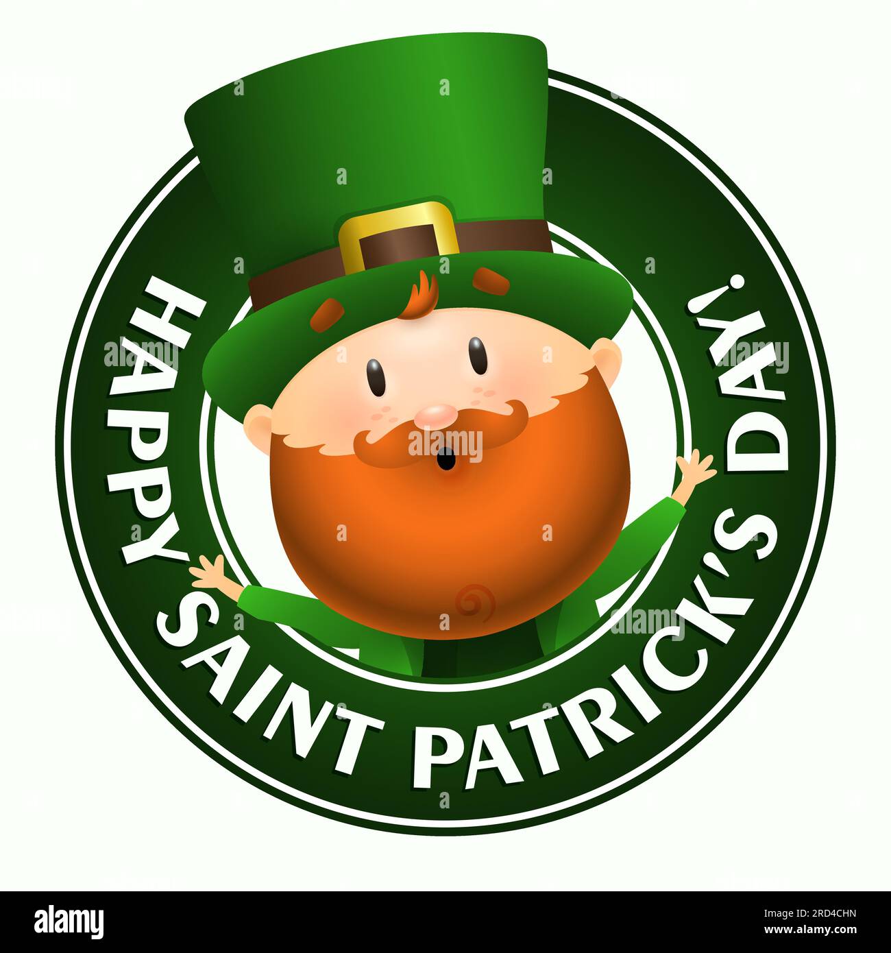 Joyeux lettrage Saint Patrick Day avec Leprechaun en cercle Illustration de Vecteur