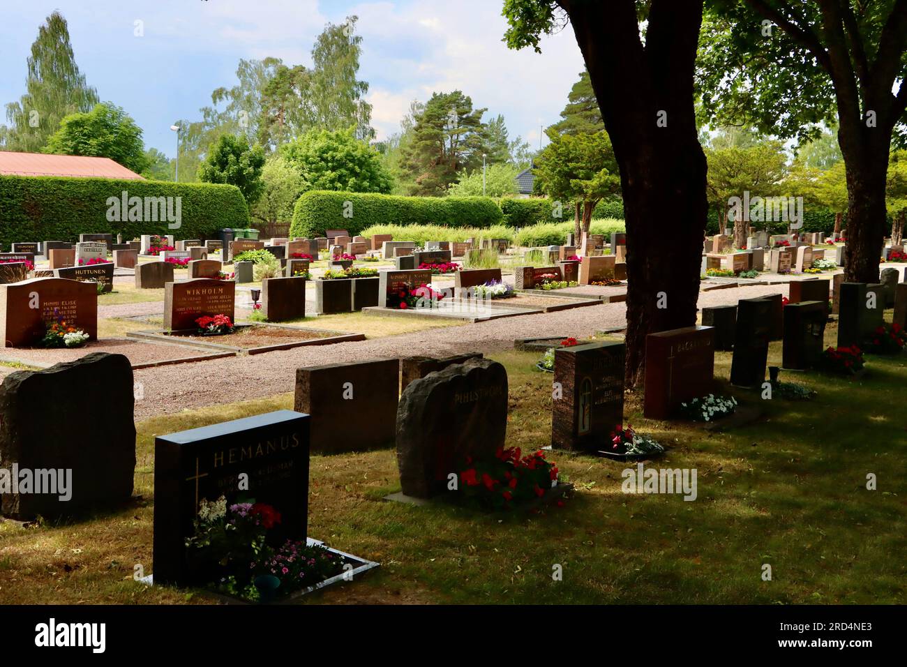 Le cimetière luthérien de Karjaa / Karis dans la région d'Uusimaa dans le sud de la Finlande Banque D'Images