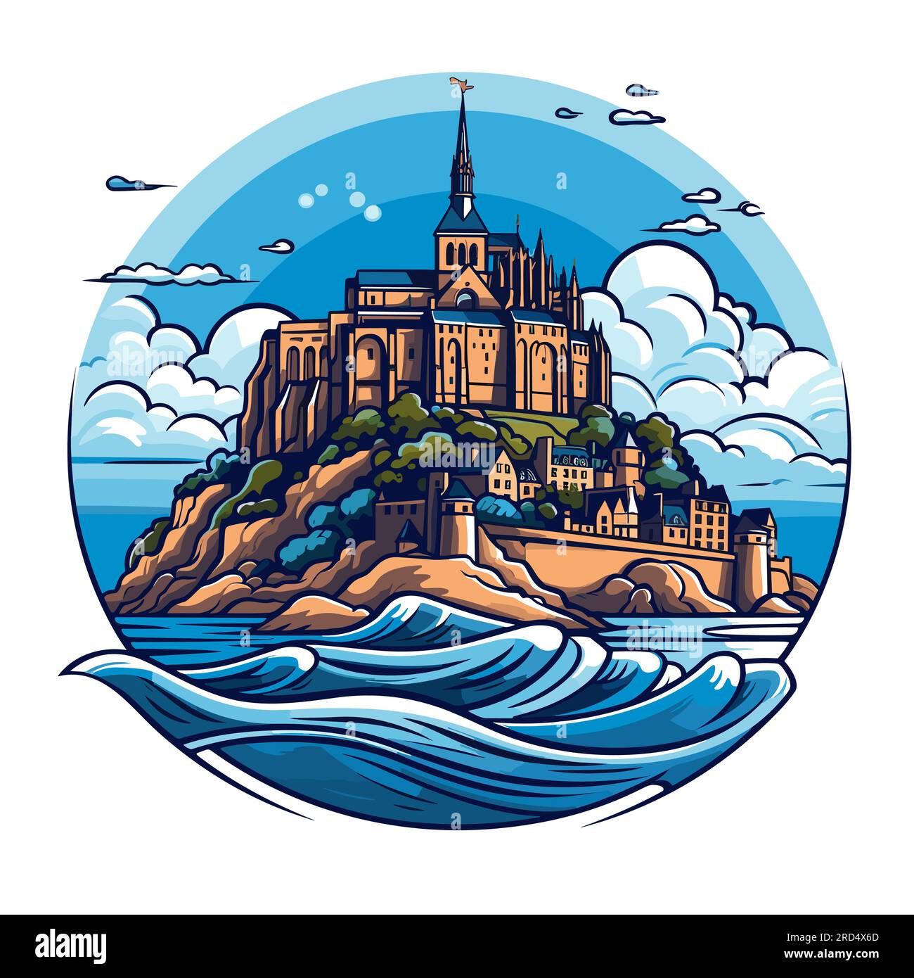 Mont Saint Michel. Mont Saint-Michel illustration dessinée à la main. Illustration de dessin animé de style doodle vectoriel Illustration de Vecteur