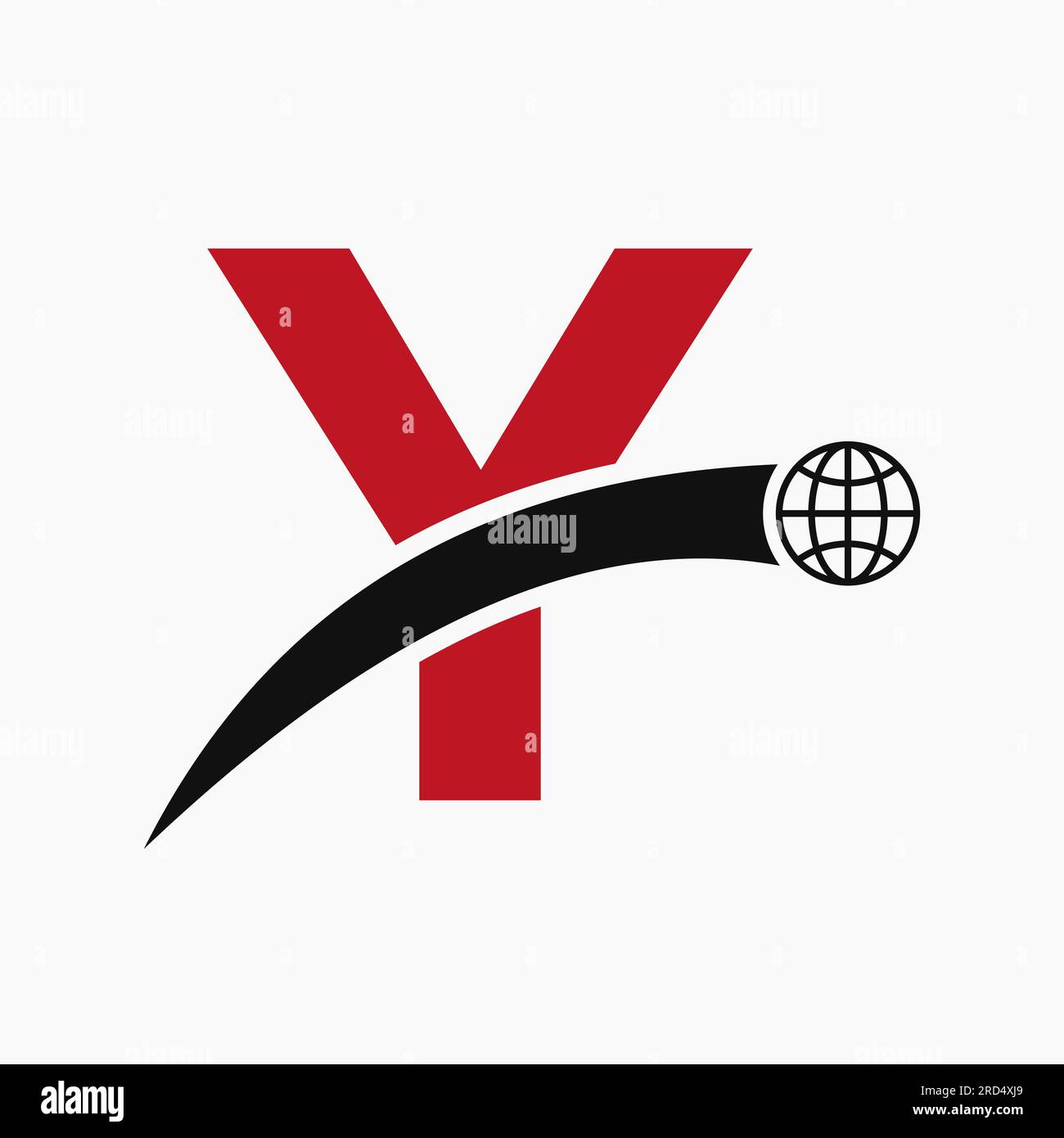 Concept de logo lettre y avec modèle vectoriel d'icône Global World Illustration de Vecteur