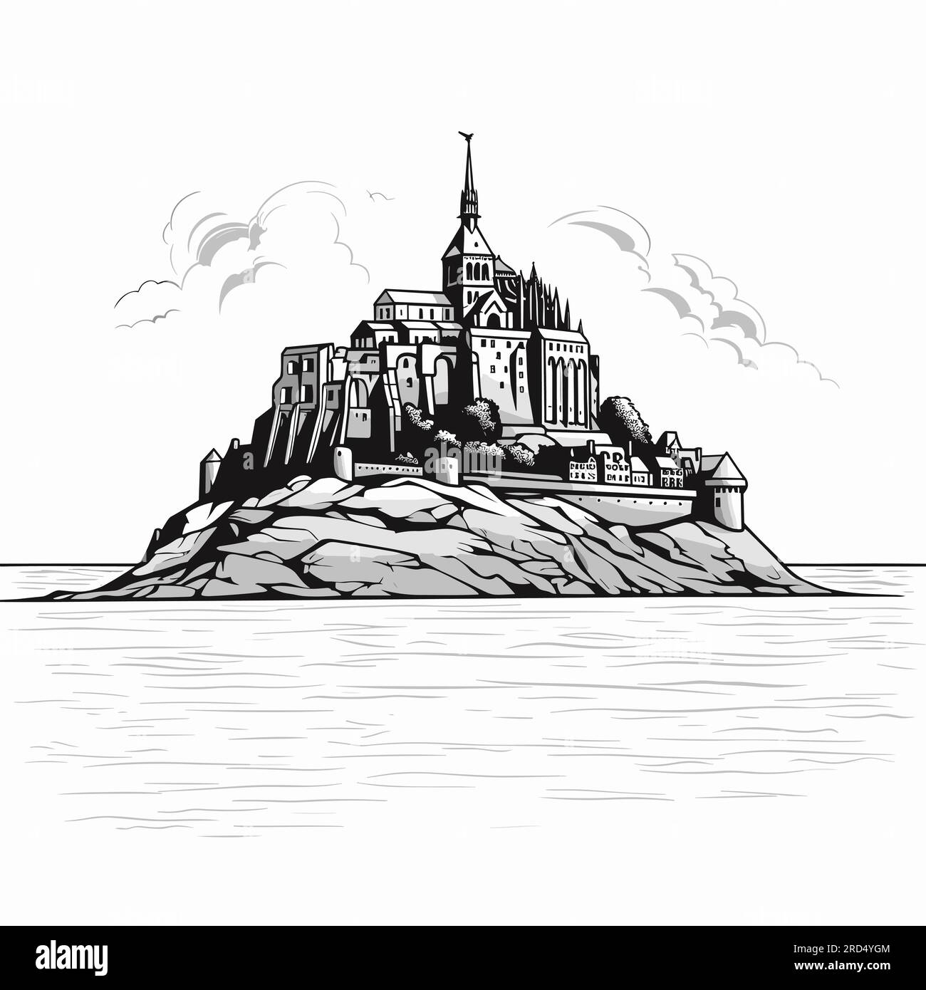 Mont Saint Michel. Mont SaintMichel illustration dessinée à la main