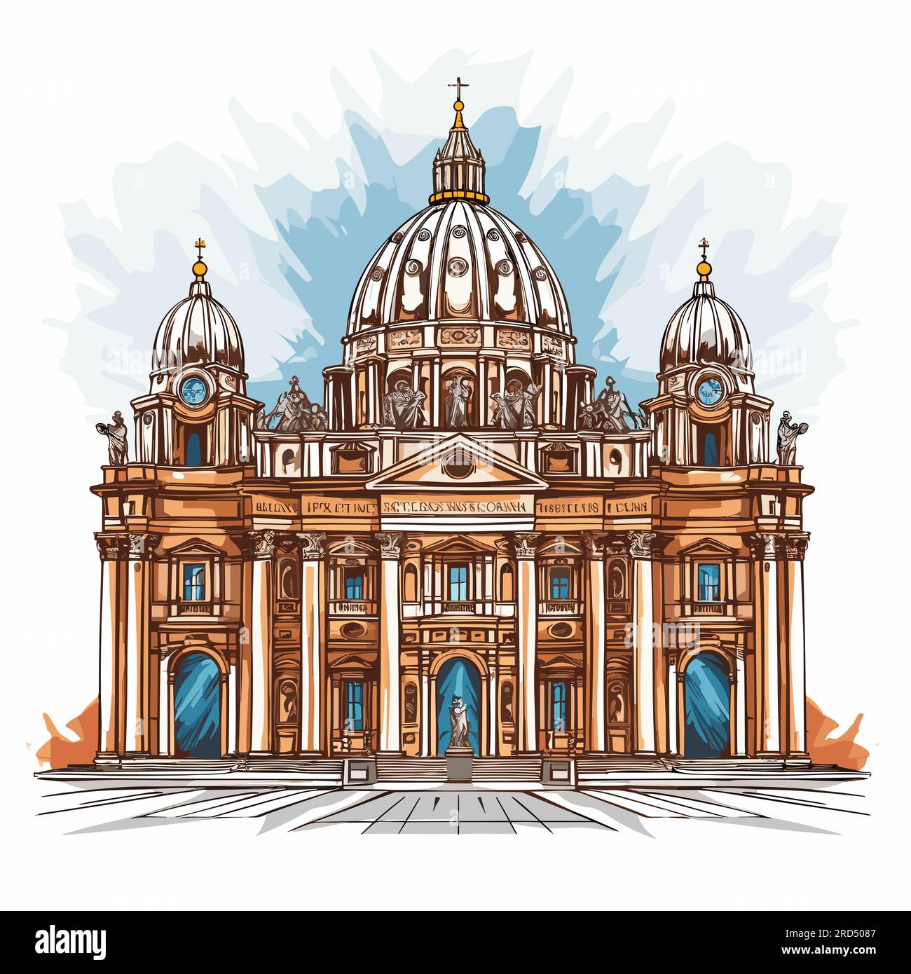 Basilique Saint-Pierre. Basilique Saint-Pierre illustration dessinée à la main. Illustration de dessin animé de style doodle vectoriel Illustration de Vecteur